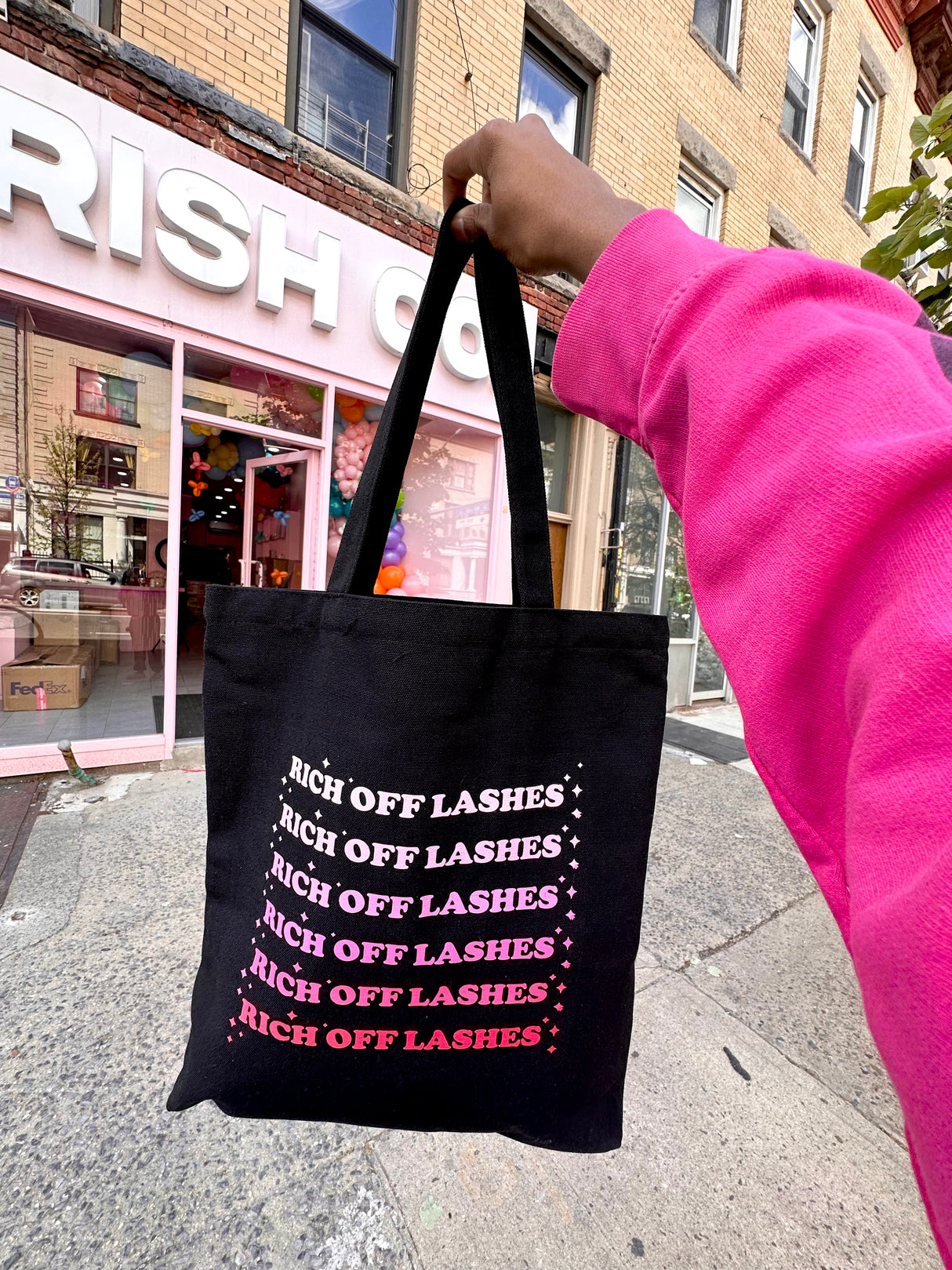 Rich off lashes black tote Rich off lashes black tote