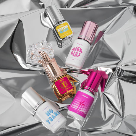 Trish Co lash glues – 0.5–2 sec dry time, 7–8 week retention, low fumes