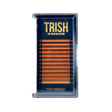 Front view of brown bottom lash tray – J curl .05 mix 7–12mm from Trish Co