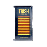 Front view of orange bottom lash tray – J curl .05 in mixed lengths 7–12mm by Trish Co