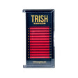 Front view of red bottom lash tray – J curl .05 mix 7–12mm from Trish Co
