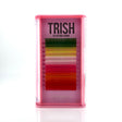 Front view of Holiday Color Lash Tray – CC curl .05 lashes in 14–18mm multi-color set including red, orange, pink, green, and yellow