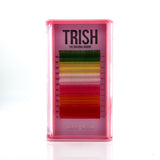 Front view of Holiday Color Lash Tray – CC curl .05 lashes in 14–18mm multi-color set including red, orange, pink, green, and yellow