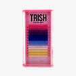 Front view of OG Color Lash Tray with CC curl .05 lashes in white, pink, purple, blue, sky blue, and yellow – 14–18mm lengths