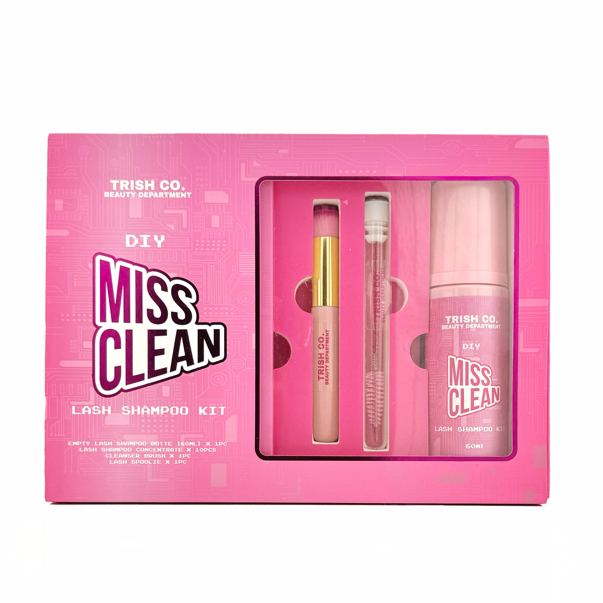 Miss Clean Lash Shampoo DIY Kit – 10 Concentrates + Bottle & Brushes | Trish Co