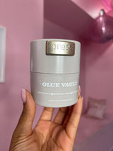Closed grey glue container – lash adhesive storage with humidity control