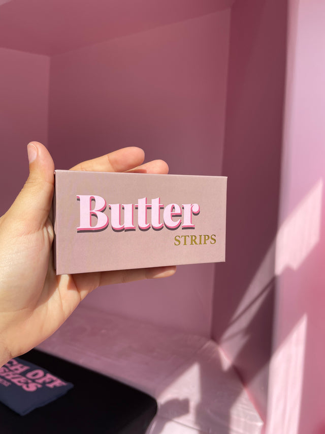 BUTTER Strip Lash packaging – sleek, branded lash box showcasing Trish Co’s luxury faux mink strip lashes