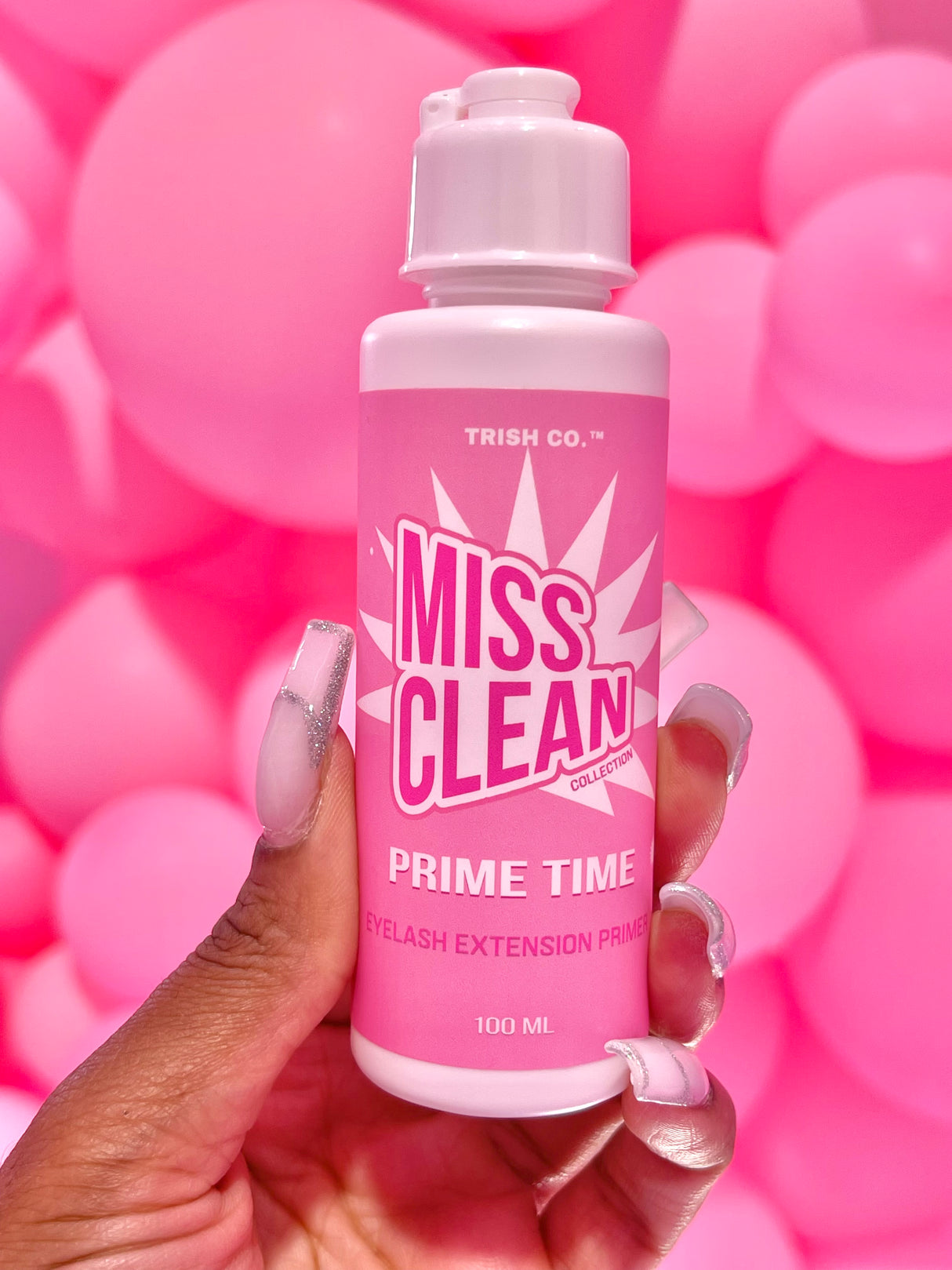 Front view of Miss Clean Prime Time Primer – oil-free lash extension prep by Trish Co